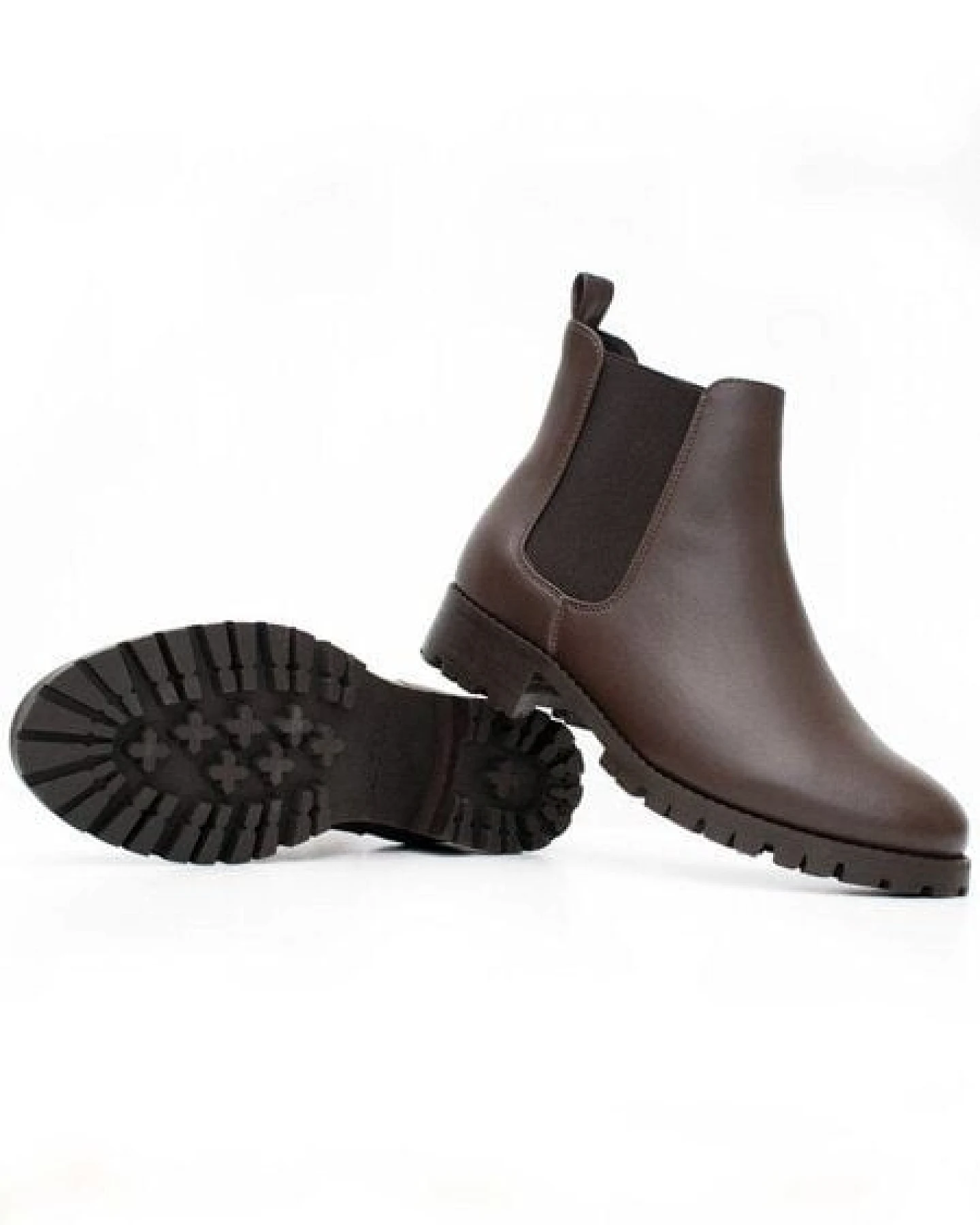 Will's Vegan Shop Luxe Tiefer Schritt Chelsea-Stiefel Dunkelbraun Frauen – Ansicht 2
