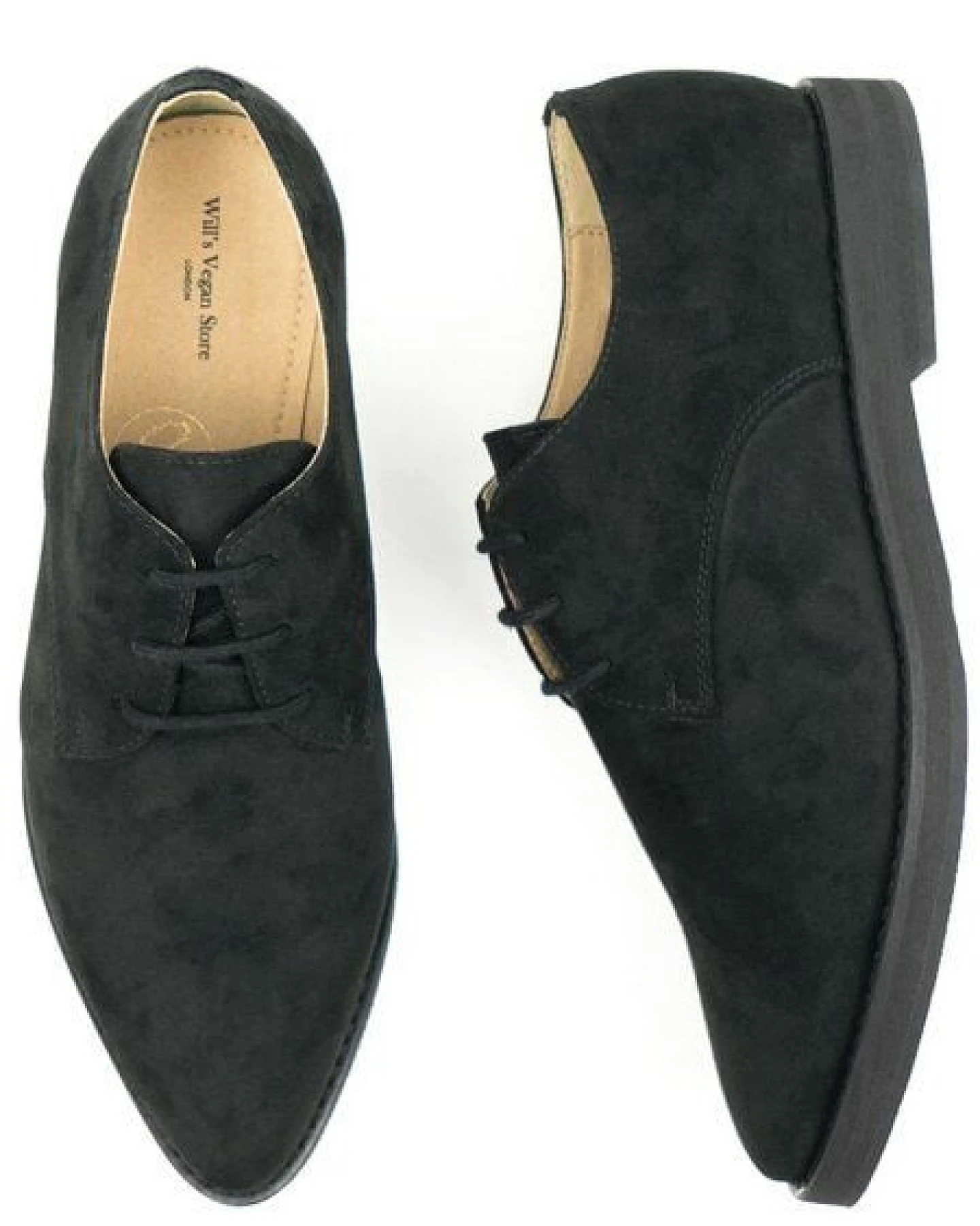 Will's Vegan Shop Point Toe Derbys Veganes Wildleder Damen – Ansicht 3