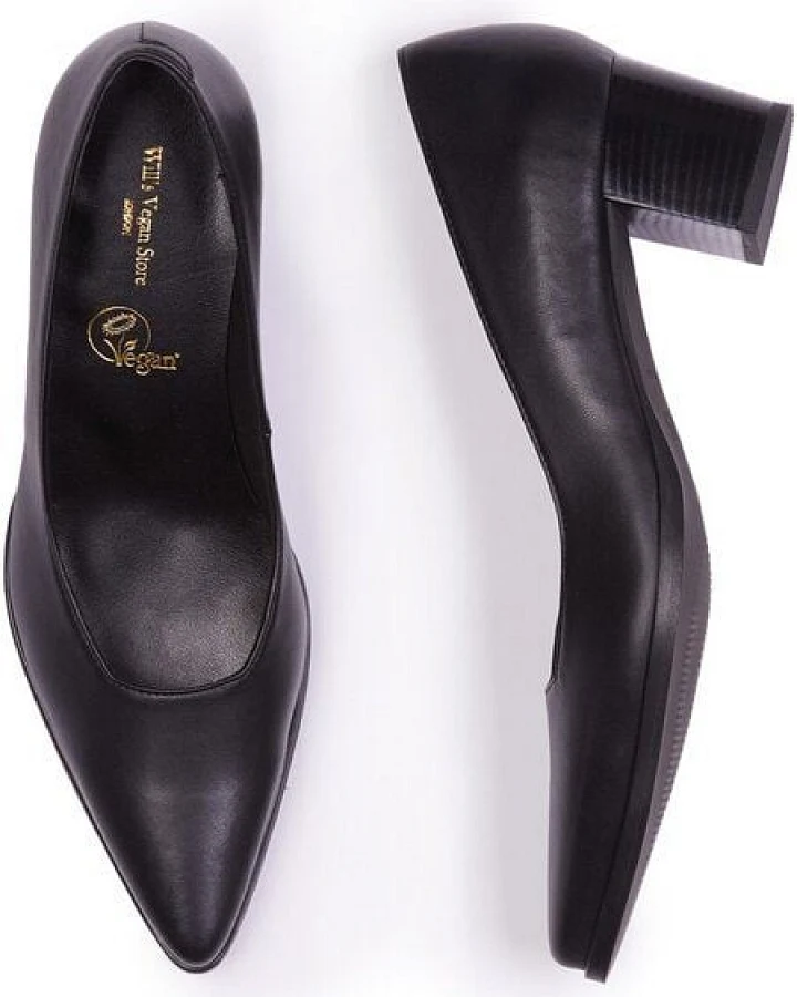 Will's Vegan Shop Schwarze spitze Pumps für Damen