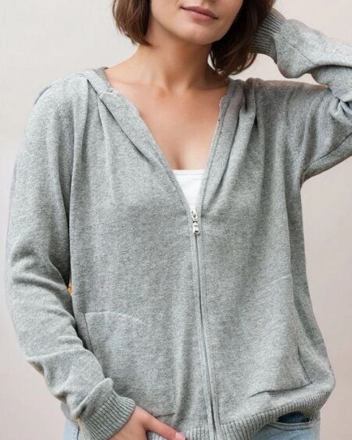 Will's Vegan Shop Lounge Knit Hoodie grau stricken Damen