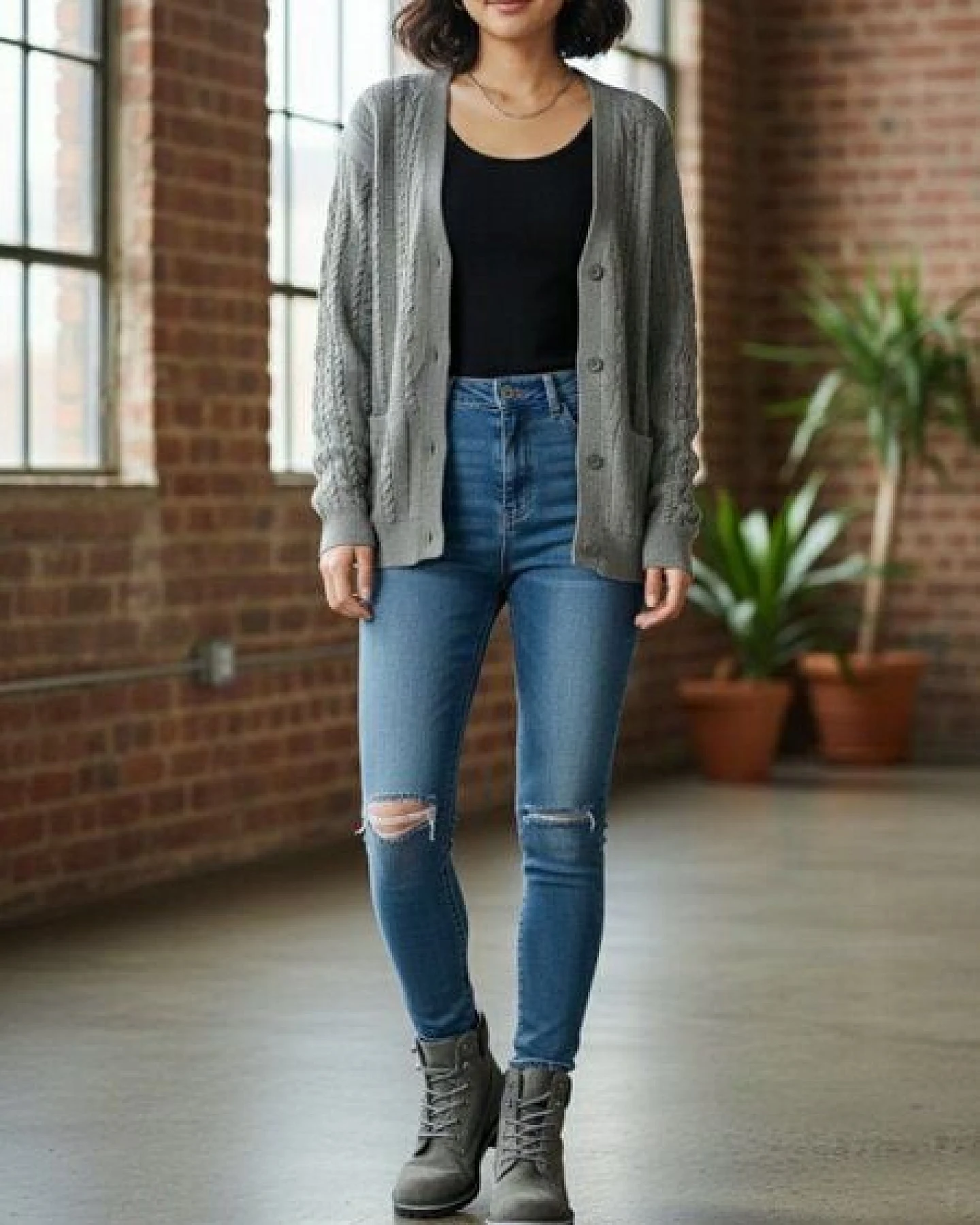 Will's Vegan Shop Strickjacke mit Knopfleiste – Ansicht 2