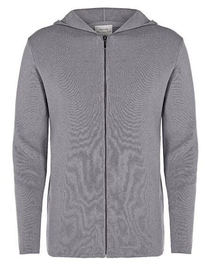 Will's Vegan Shop Zip Up Knit Hoodie grau stricken Herren
