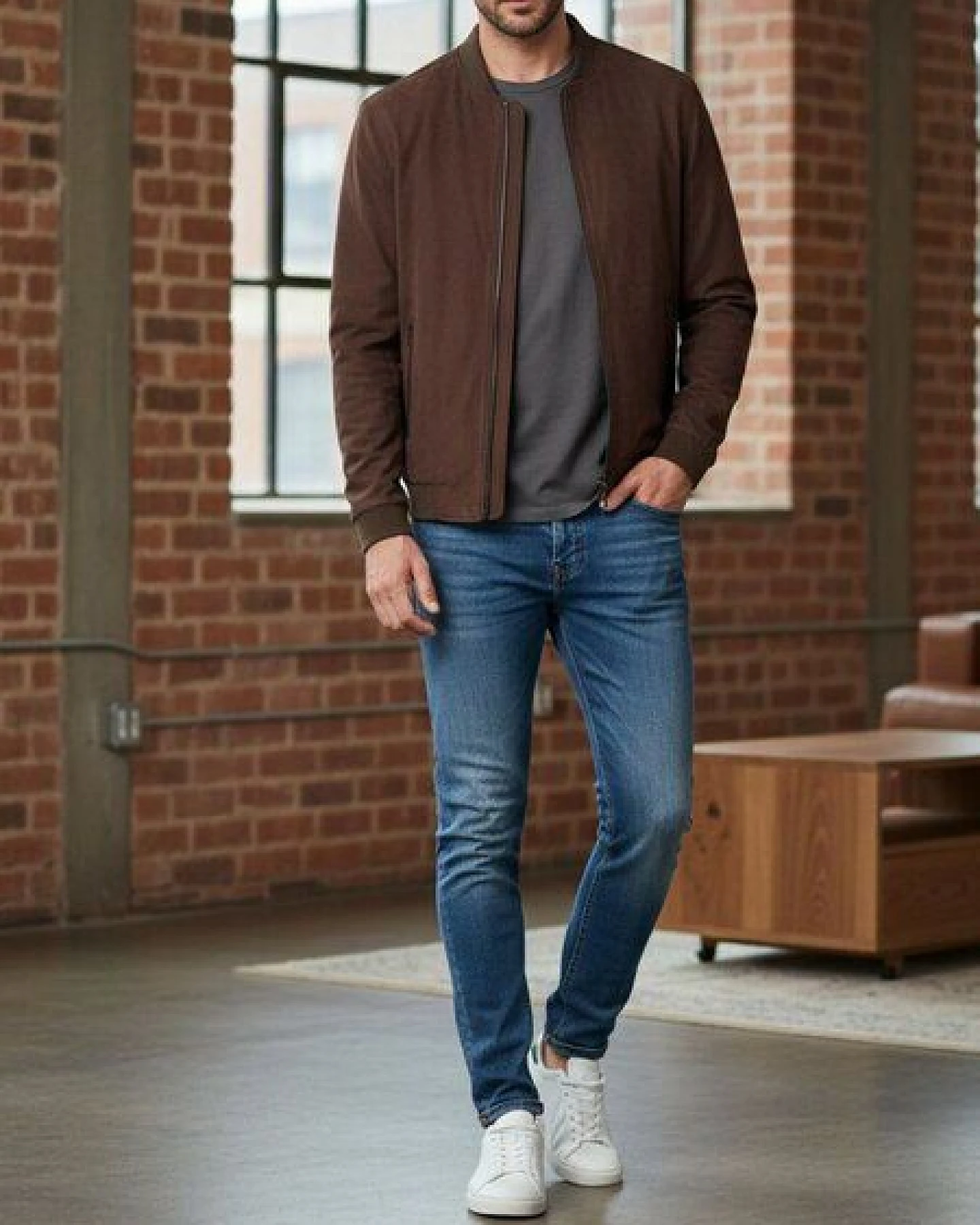 Will's Vegan Shop Vegan Wildleder Bomberjacke Herren – Ansicht 2