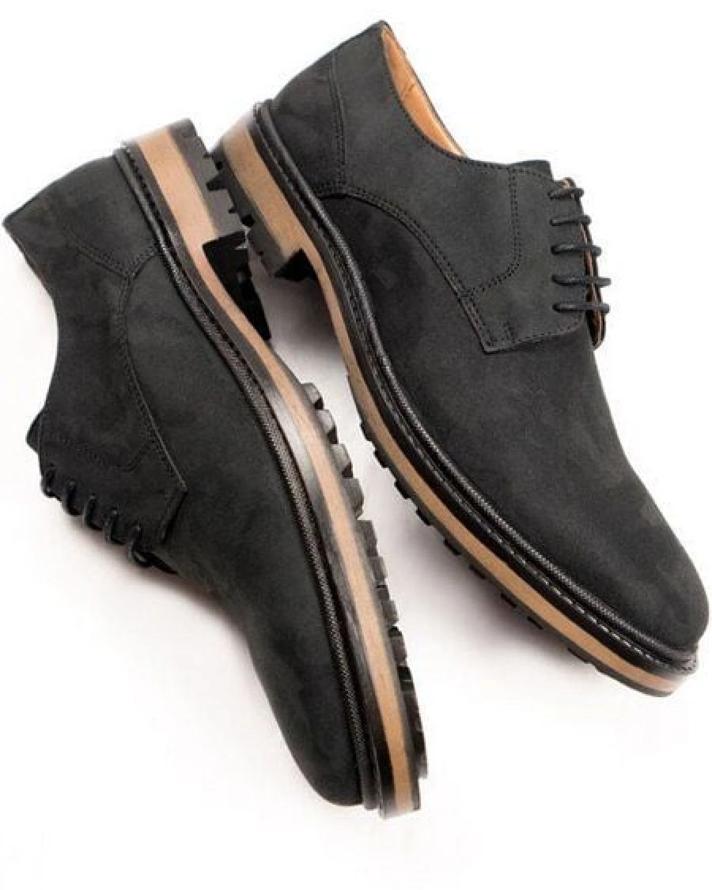 Will's Vegan Shop Continental Derbys Schwarzes Veganes Wildleder Herren – Ansicht 2
