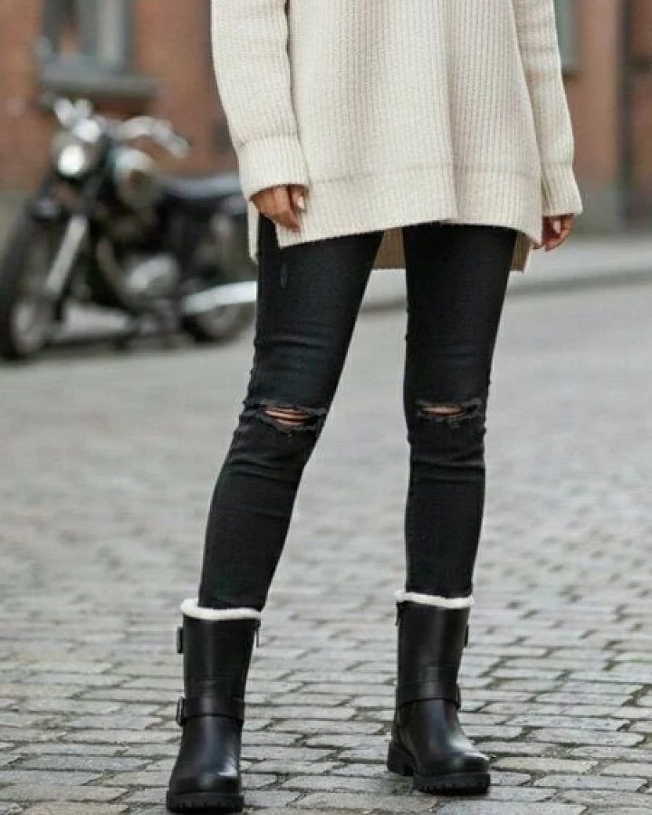 Will's Vegan Shop Isolierte Biker-Stiefel Damen