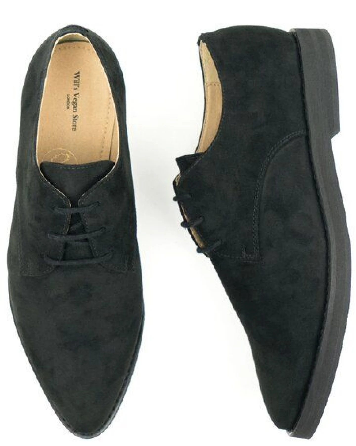 Will's Vegan Shop Point Toe Derbys Veganes Wildleder Damen – Ansicht 3