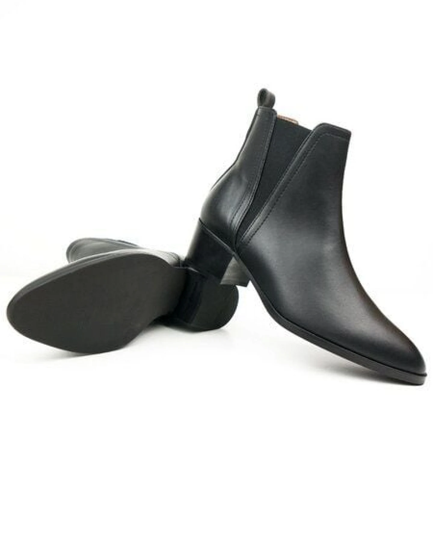 Will's Vegan Shop Spitz zulaufende Chelsea-Stiefel Schwarz Damen – Ansicht 2