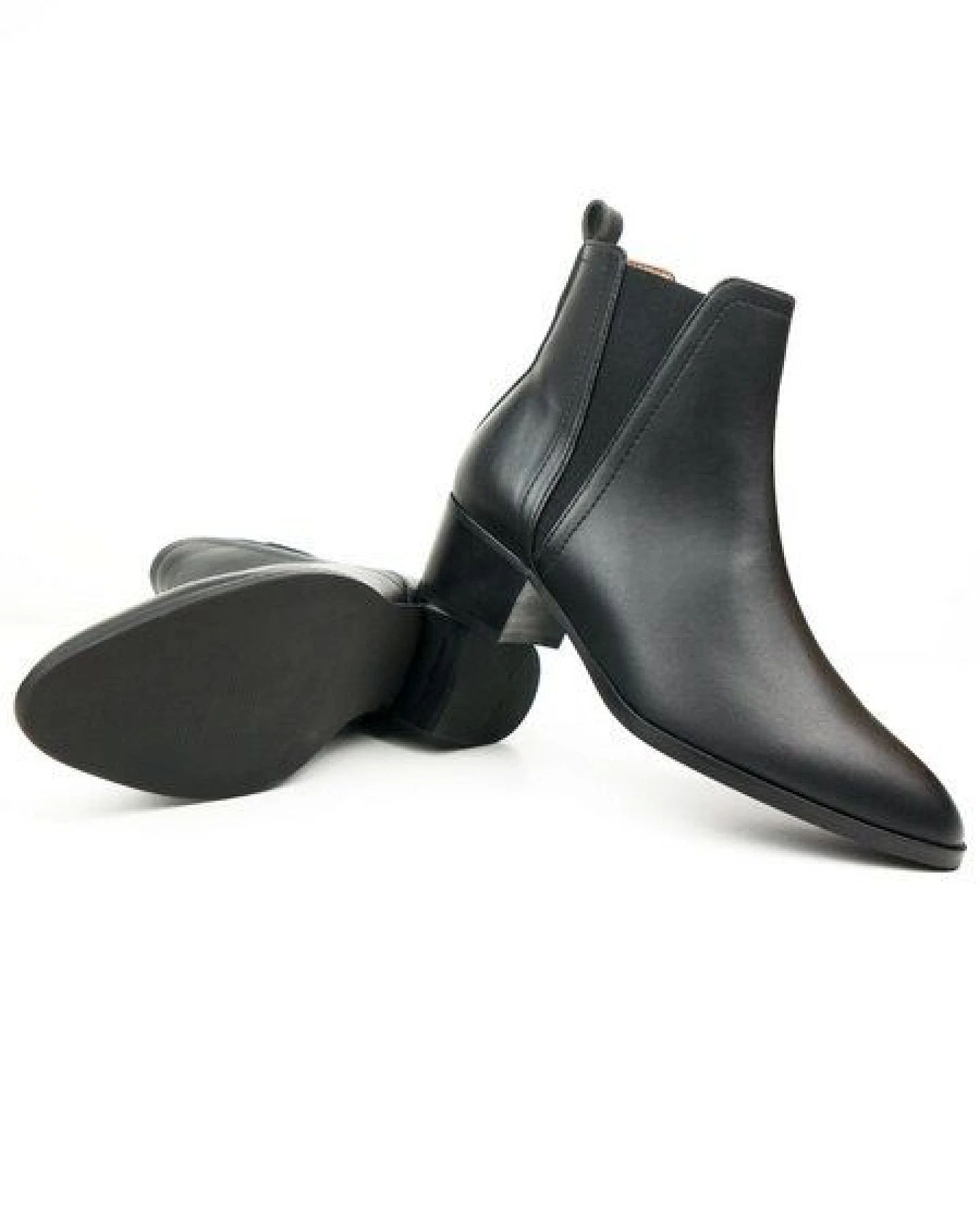 Will's Vegan Shop Spitz zulaufende Chelsea-Stiefel Schwarz Damen – Ansicht 2