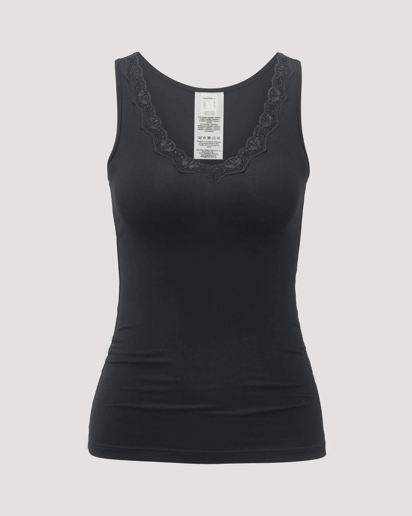 hessnatur Damen Tank Top PURE SENSE LACE aus TENCEL™ Modal - schwarz - Größe 46 – Ansicht 4