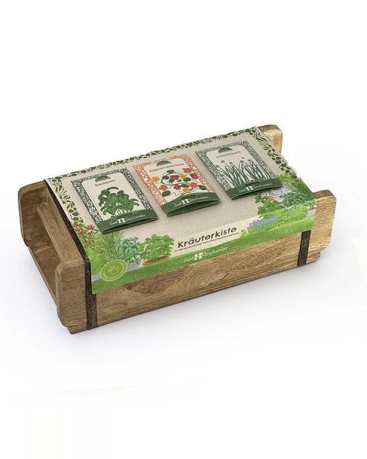 Die Stadtgärtner Geschenkset Kräuterkiste mit Ziegelform I Geschenk für Frühling und Sommer I Geschenkidee für Gärtner