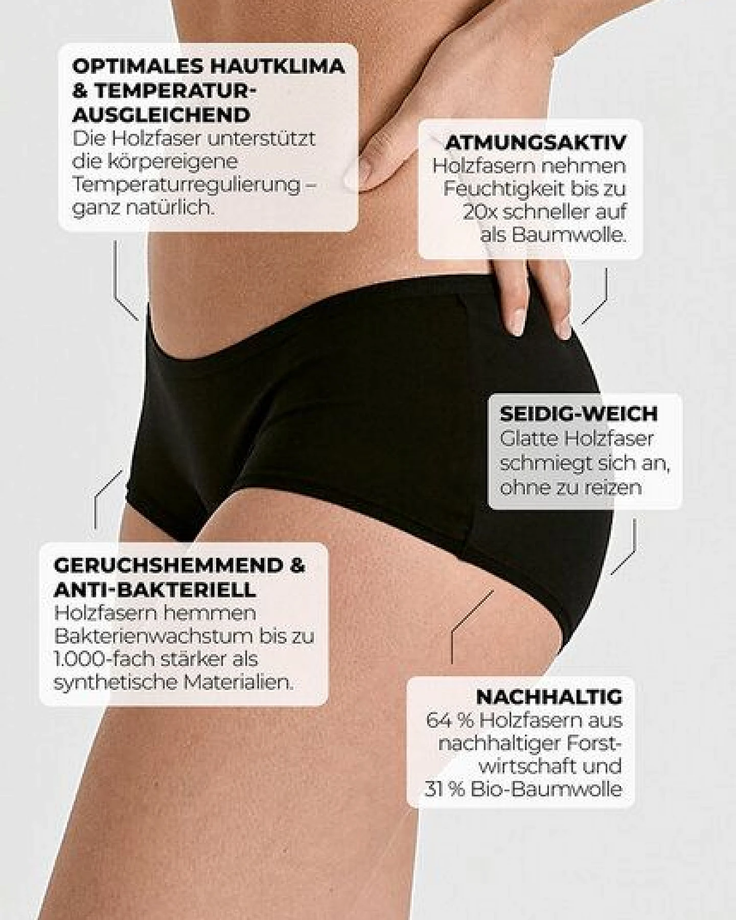 wijld GmbH DAMEN HIPSTER AUS HOLZ (6er-Pack) wijld - MURIEL BLACK – Ansicht 2