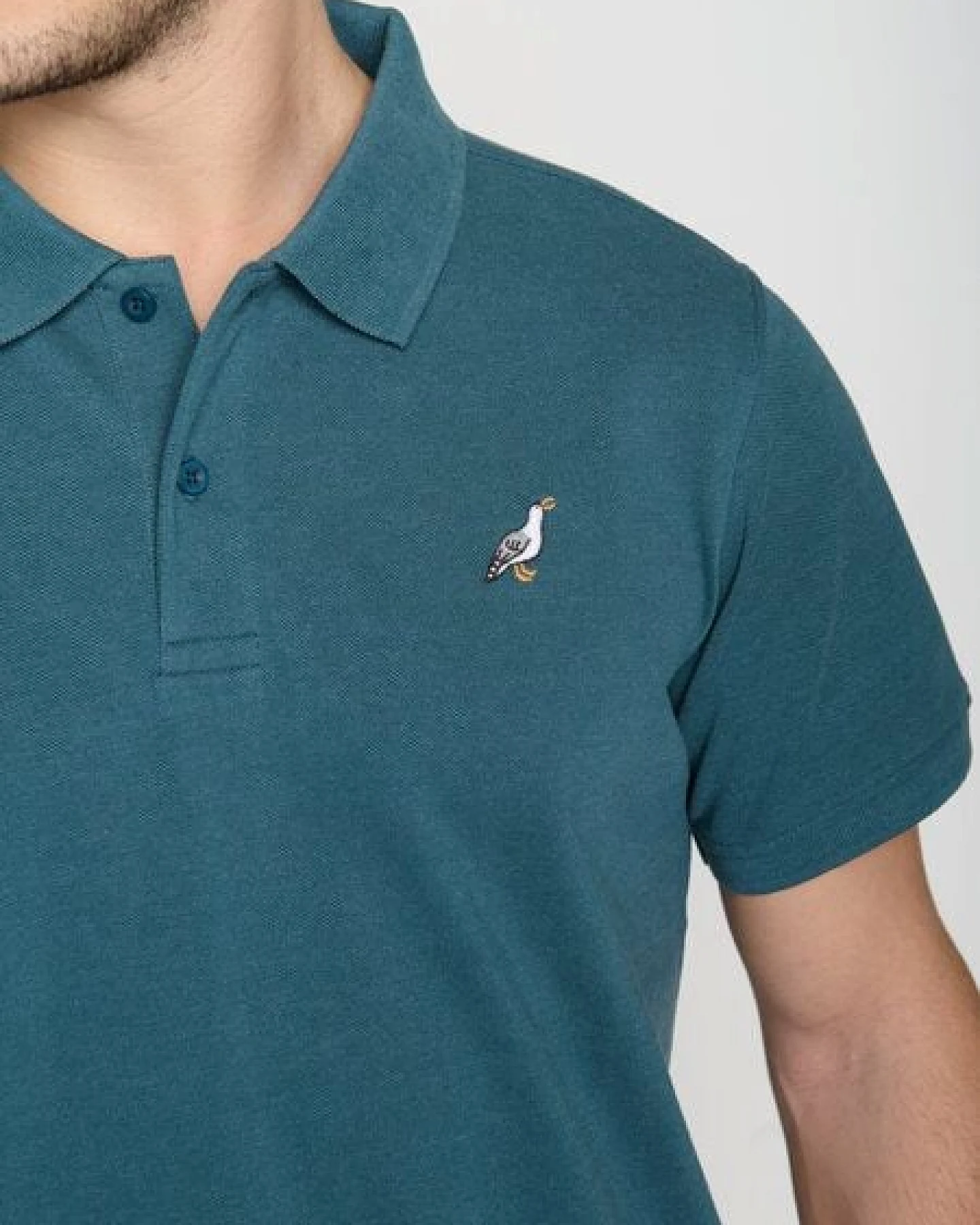 GREENBOMB Animal Seagull Strike - Sportliches Polo aus Baumwoll-Mix / hochwertiger Print / GOTS / Fair & Vegan – Ansicht 3