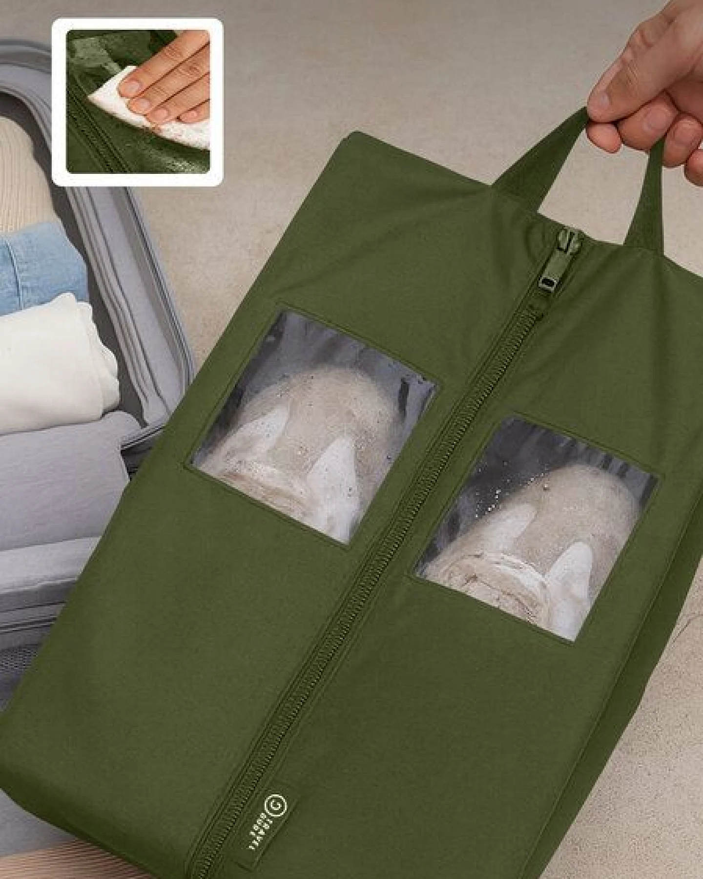 TRAVEL DUDE Schuhtasche 2er Set - Wasserfeste Schuhbeutel Reise, Koffer, Gepäck - Schmutzabweisender Schuhsack Reise für Schuhe – Ansicht 4