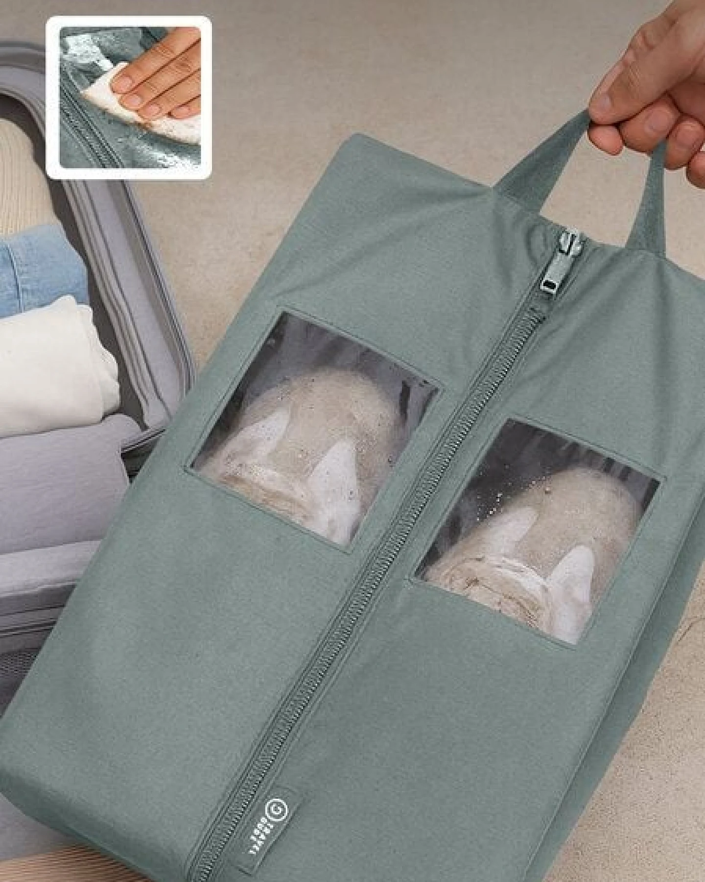 TRAVEL DUDE Schuhtasche 2er Set - Wasserfeste Schuhbeutel Reise, Koffer, Gepäck - Schmutzabweisender Schuhsack Reise für Schuhe – Ansicht 4