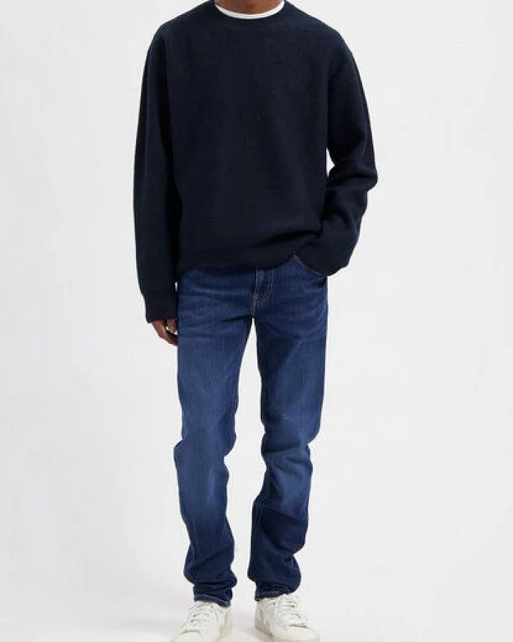 MUD Jeans Jeans Regular DUNN Low Tapered Comfort aus einem Mix aus Bio-Baumwolle und recycelter Baumwolle (dark vintage)