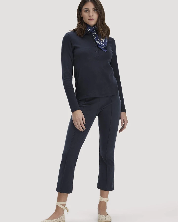 hessnatur Damen Jersey Hose Culotte Slim Leg aus Bio-Baumwolle - blau - Größe 34