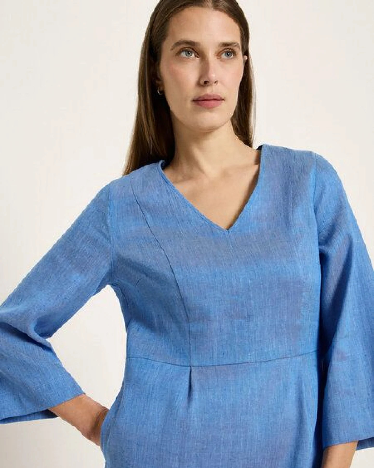 LANIUS Midikleid (OCS) aus Leinen und Bio-Baumwolle – Ansicht 2