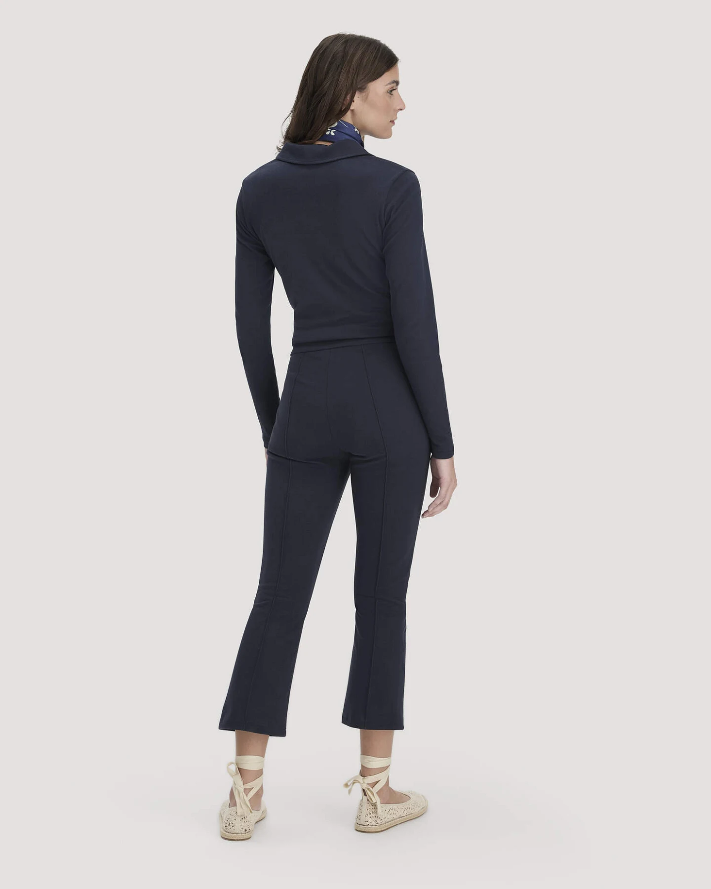 hessnatur Damen Jersey Hose Culotte Slim Leg aus Bio-Baumwolle - blau - Größe 36 – Ansicht 2
