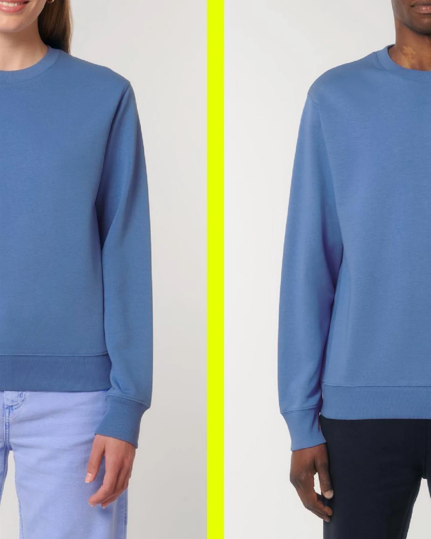 UNIPOLAR Herren vegan Sweatshirt Unisex Match Hellblau – Ansicht 2