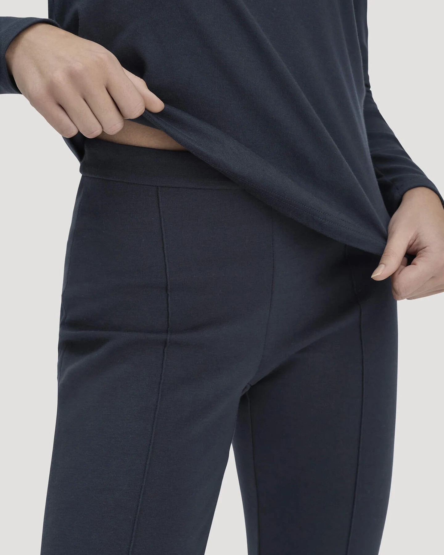 hessnatur Damen Jersey Hose Culotte Slim Leg aus Bio-Baumwolle - blau - Größe 44 – Ansicht 3