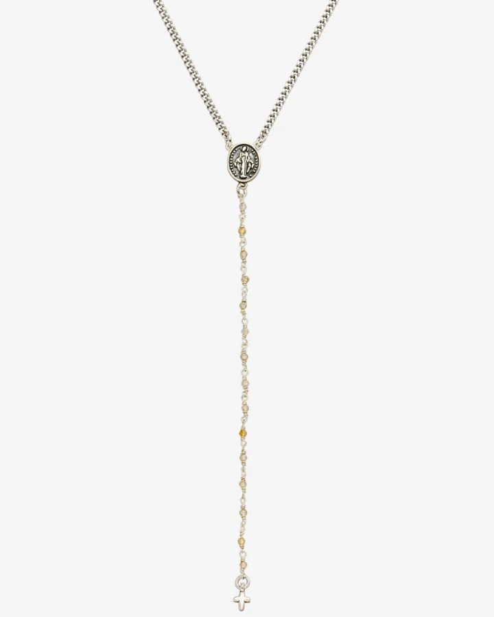 Hoffnungsträger Rosenkranz Kette „Prayer“, Silber & Citrin