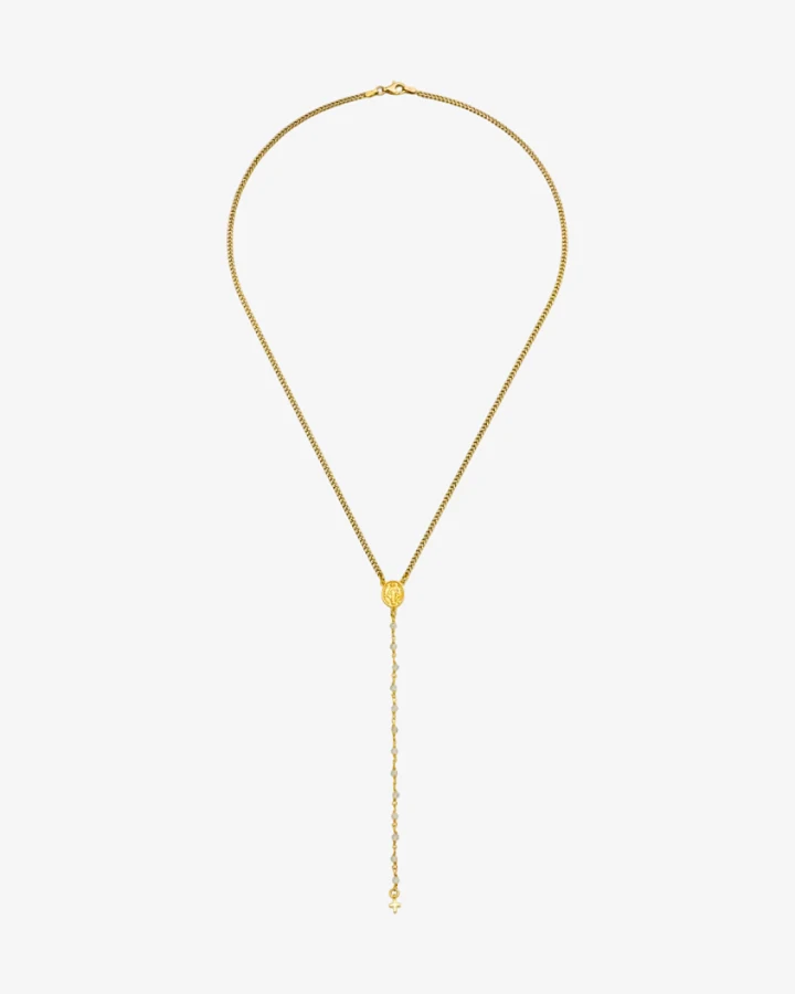 Hoffnungsträger Rosenkranz Kette „Prayer“, Gold & Mondstein