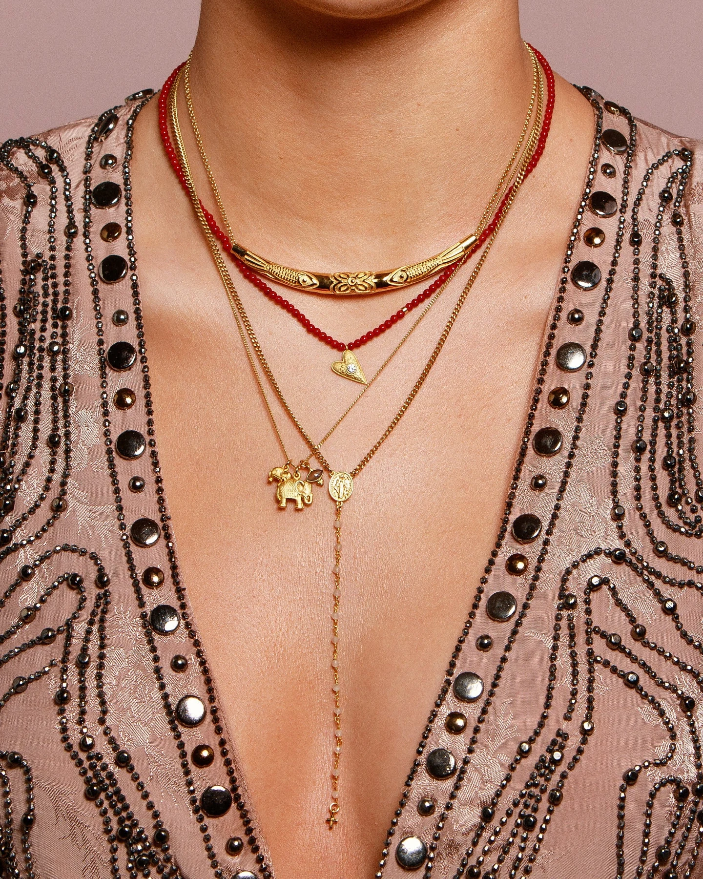 Hoffnungsträger Rosenkranz Kette „Prayer“, Gold & Mondstein – Ansicht 3