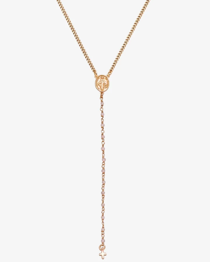 Hoffnungsträger Rosenkranz Kette „Prayer“, Roségold & Rosenquarz