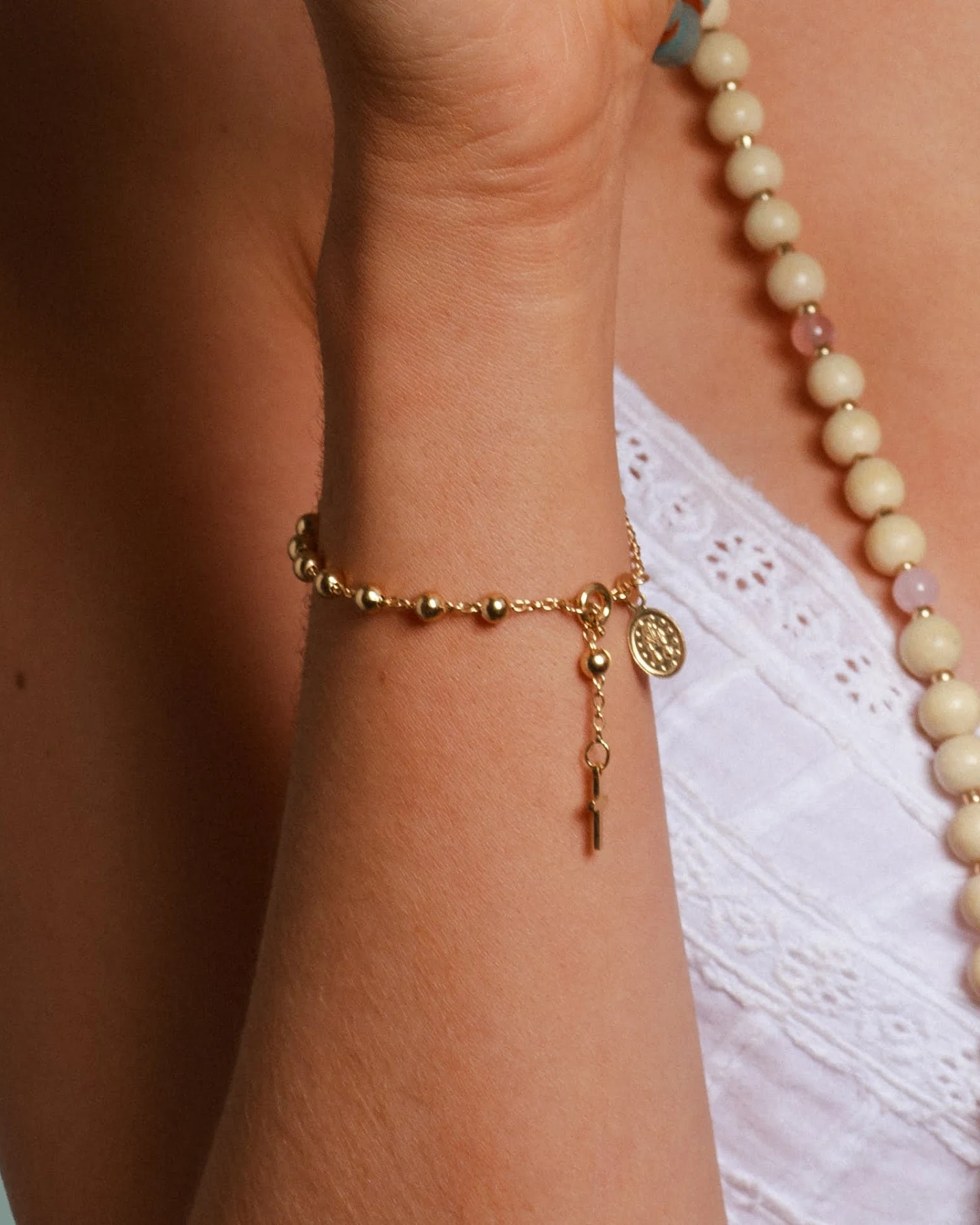 Hoffnungsträger Rosenkranz Armkette „Prayer“, Gold – Ansicht 4