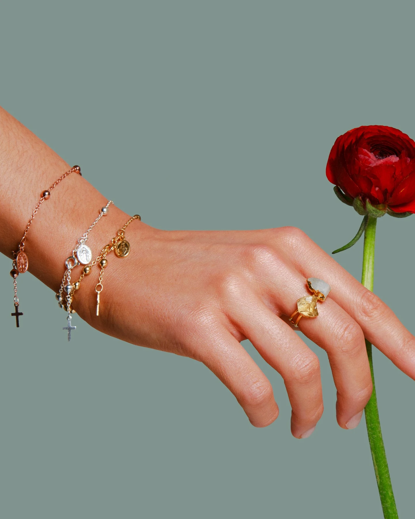 Hoffnungsträger Rosenkranz Armkette „Prayer“, Roségold – Ansicht 3