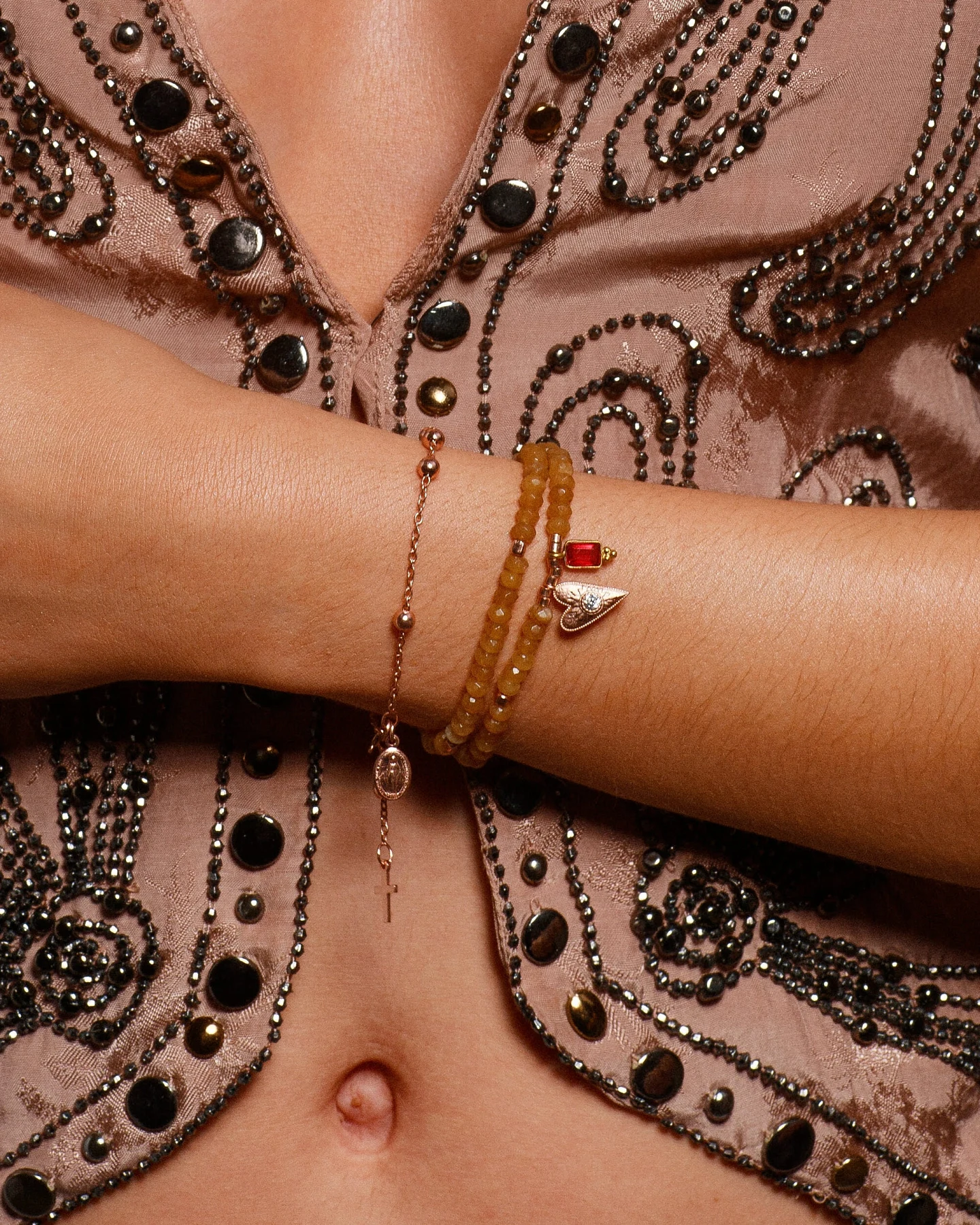 Hoffnungsträger Rosenkranz Armkette „Prayer“, Roségold – Ansicht 5