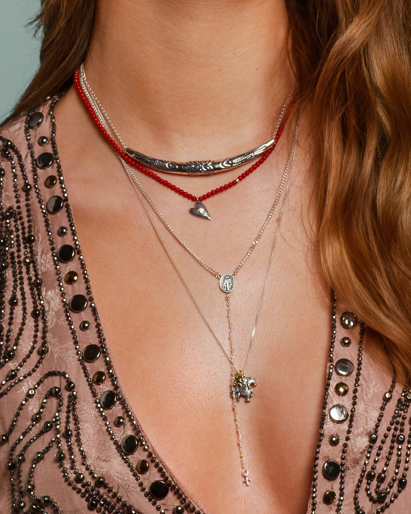 Hoffnungsträger Elefanten Kette „Deep Connection“ Silber mit grünem Onyx – Ansicht 5