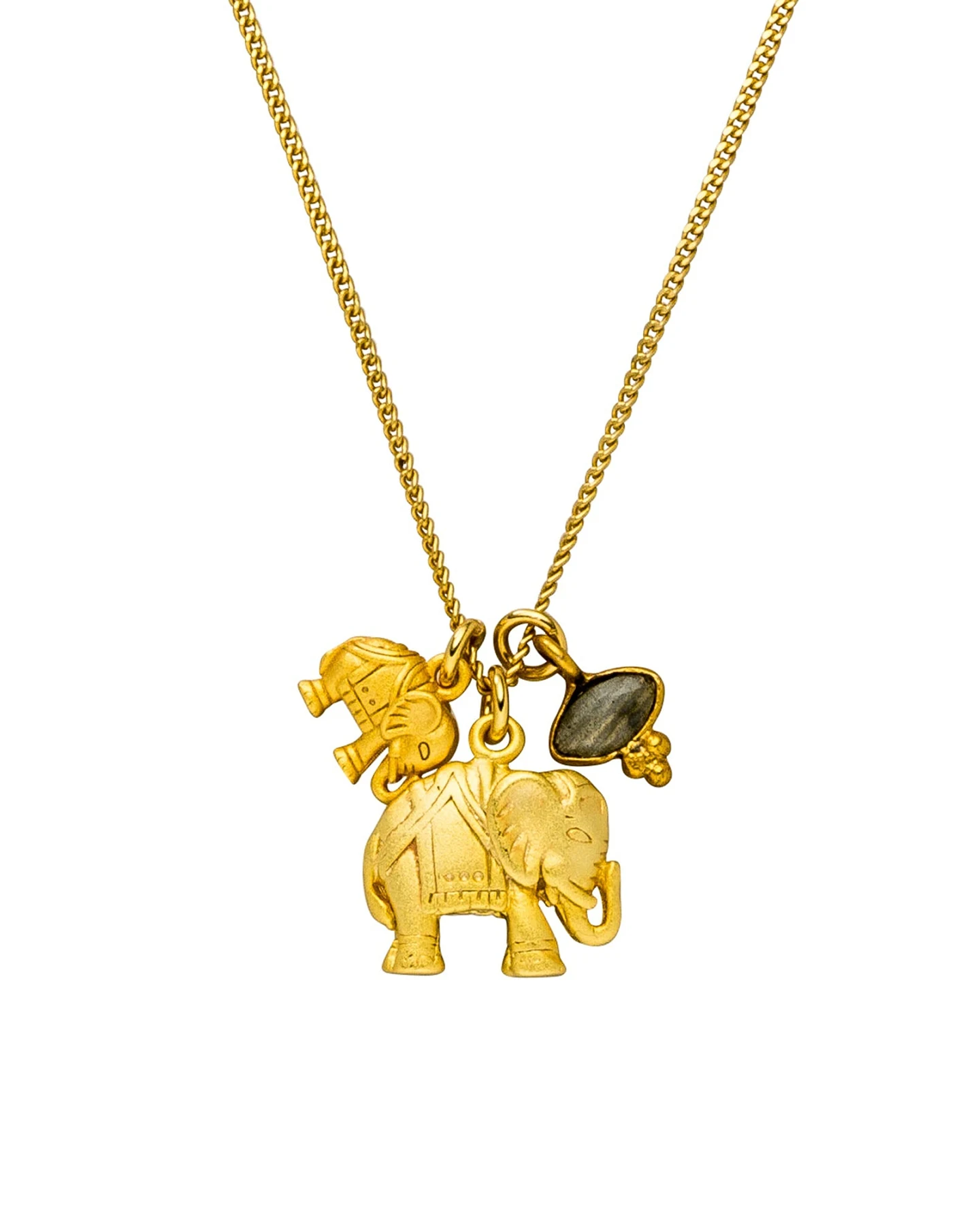 Hoffnungsträger Elefanten Kette „Deep Connection“ Gold mit Labradorit – Ansicht 2