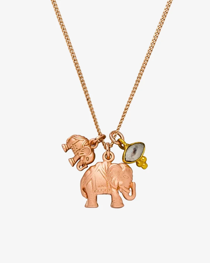 Hoffnungsträger Elefanten Kette „Deep Connection“ Roségold mit Mondstein