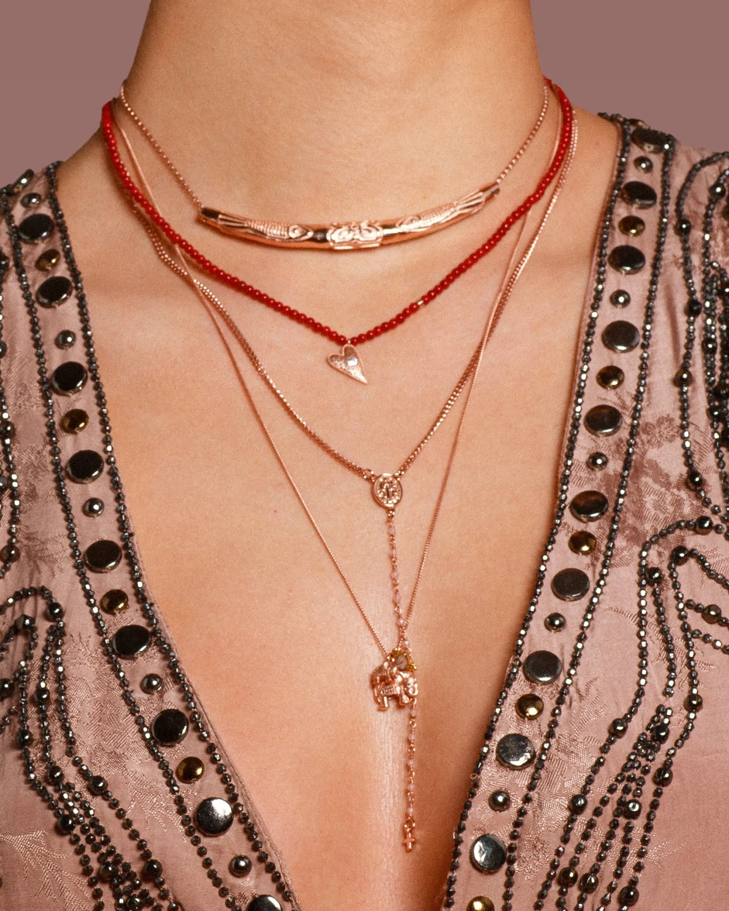 Hoffnungsträger Elefanten Kette „Deep Connection“ Roségold mit Mondstein – Ansicht 5