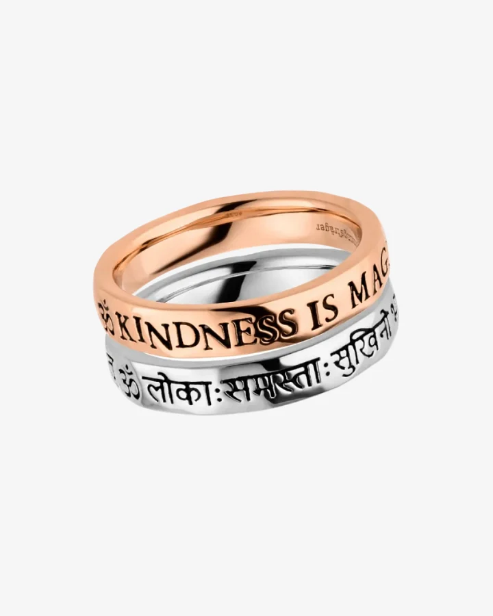 Hoffnungsträger Mantra Wunschring-Doppel „Kindness is Magic“, Roségold