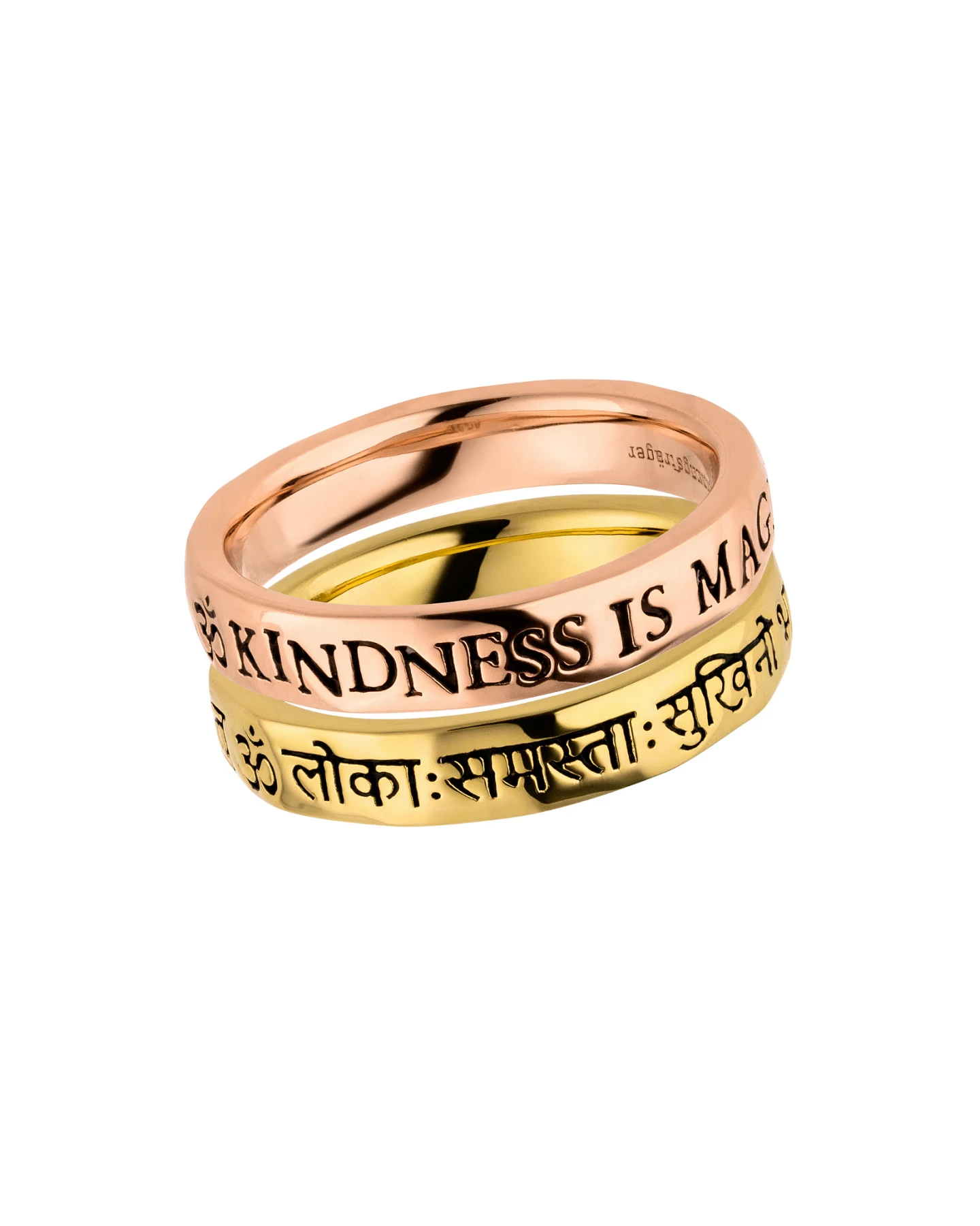 Hoffnungsträger Mantra Wunschring-Doppel „Kindness is Magic“, Roségold – Ansicht 3