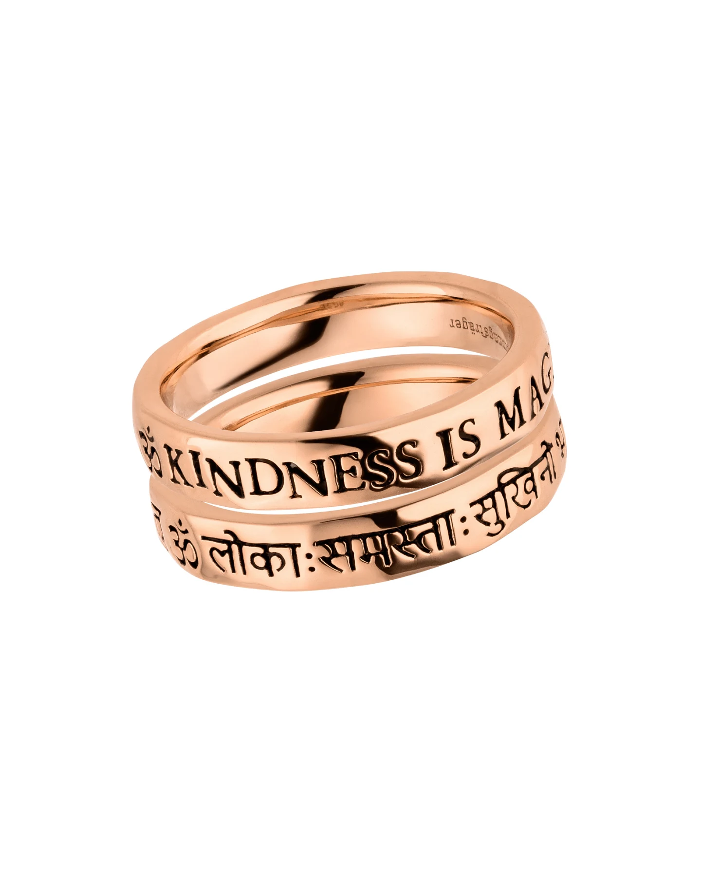 Hoffnungsträger Mantra Wunschring-Doppel „Kindness is Magic“, Roségold – Ansicht 4