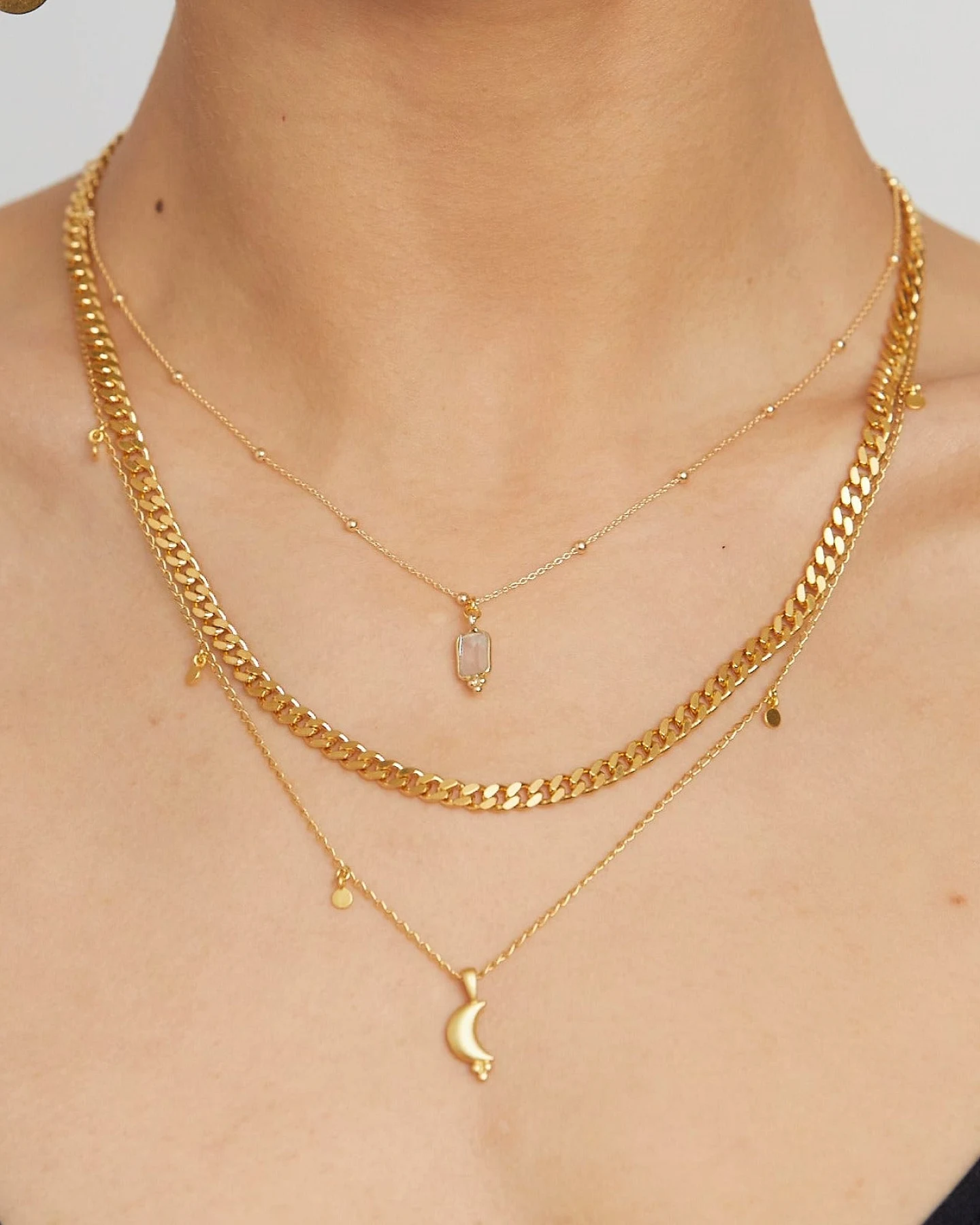 Hoffnungsträger Mondstein Kette Gold – Ansicht 3