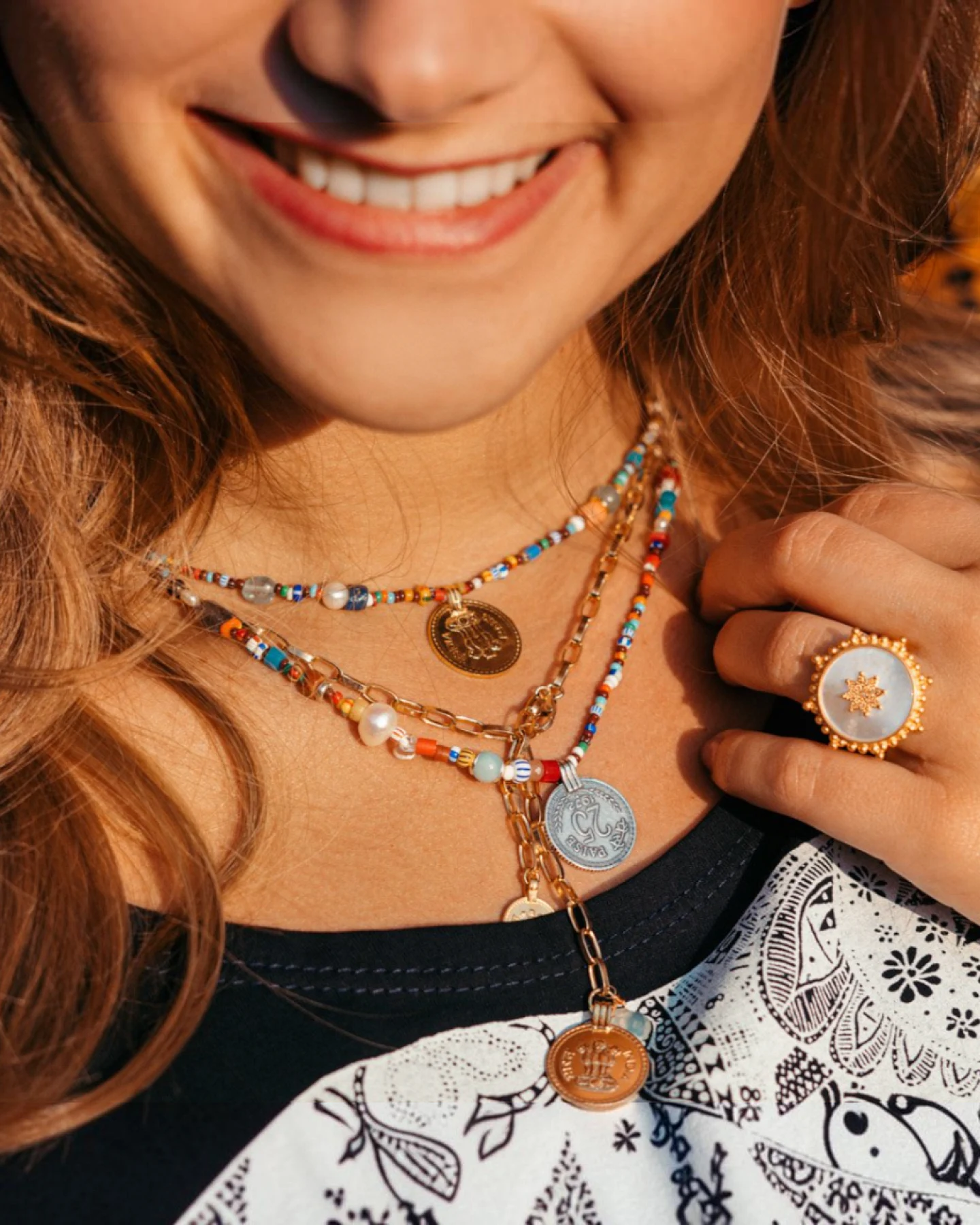 Hoffnungsträger Bunte Choker-Kette Afrika - Silber – Ansicht 3