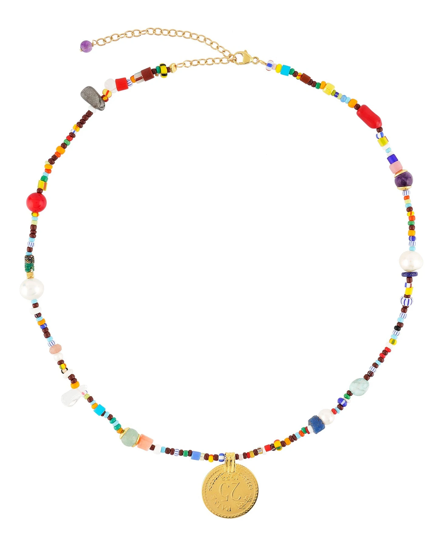 Hoffnungsträger Bunte Choker-Kette "Afrika" Münze Gold – Ansicht 3
