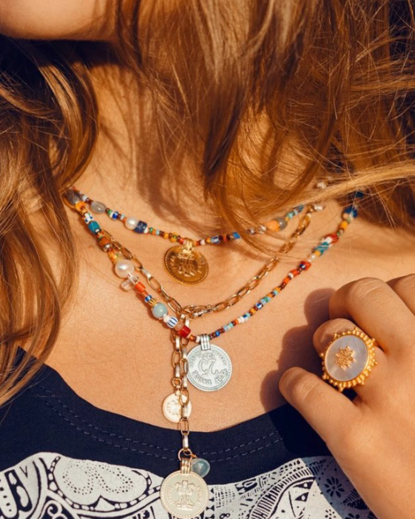 Hoffnungsträger Bunte Choker-Kette "Afrika" Münze Gold – Ansicht 5