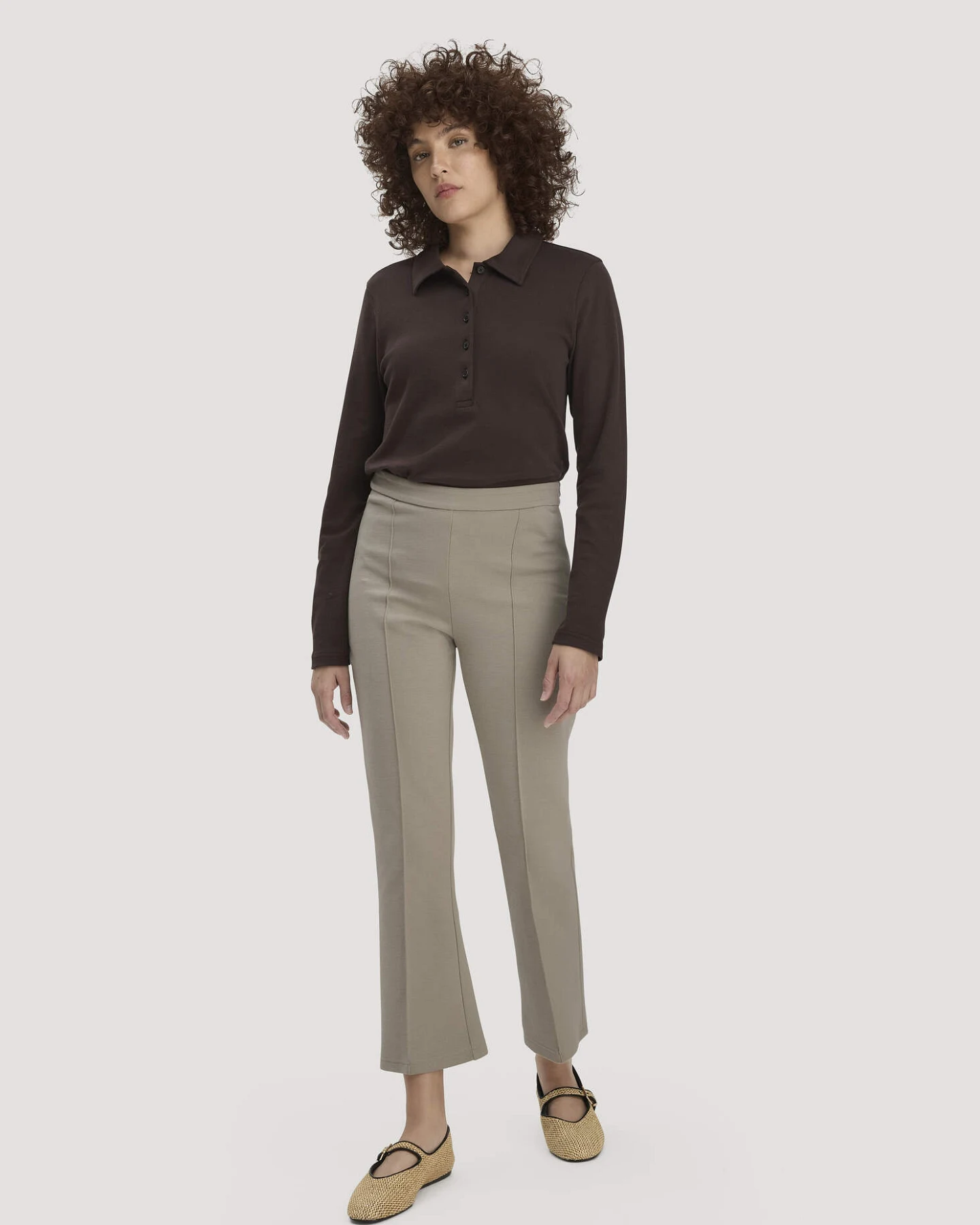 hessnatur Damen Jersey Hose Culotte Slim Leg aus Bio-Baumwolle - beige - Größe 38 – Ansicht 4