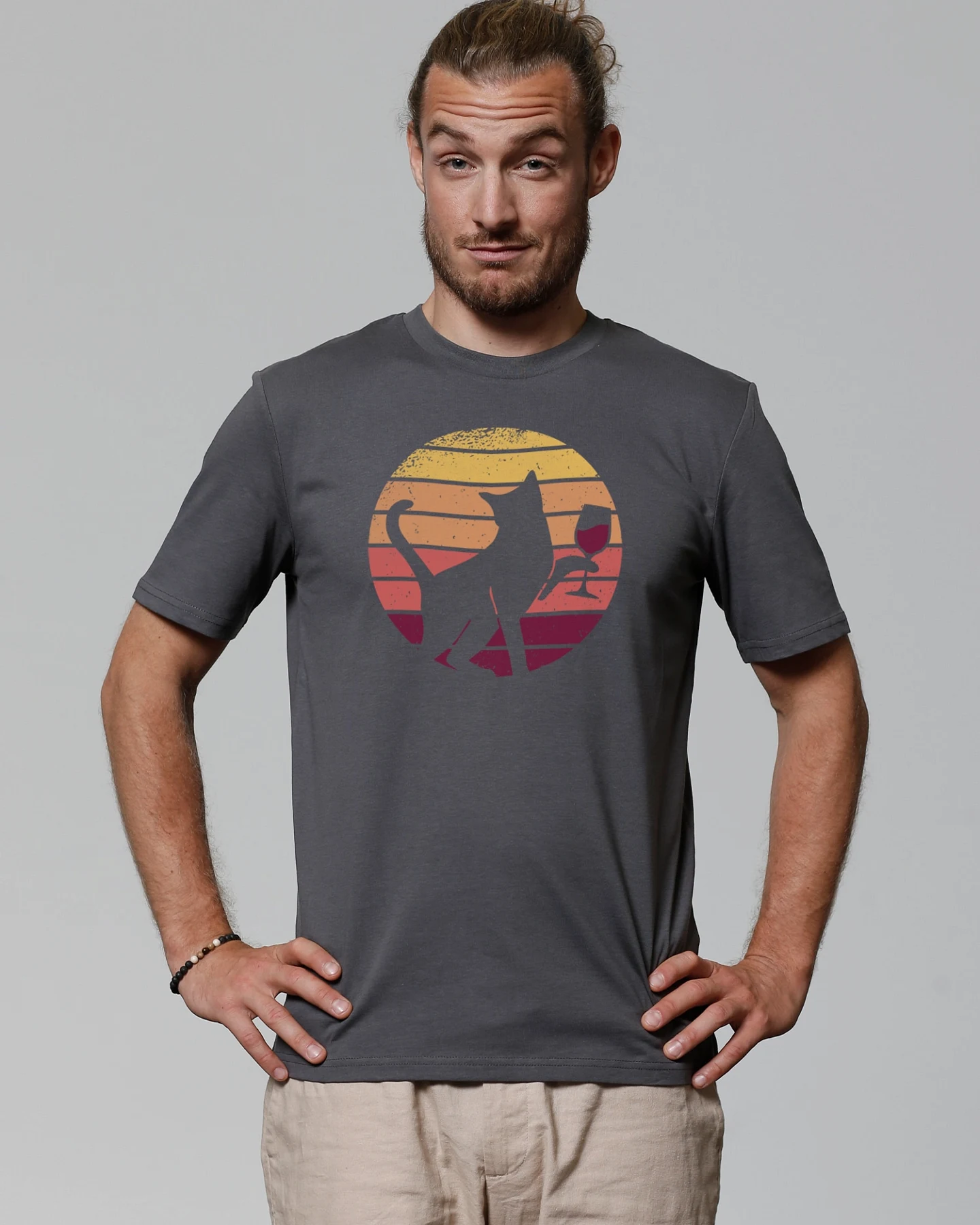 Watapparel Shirt Sunset Katze & Rotwein – Ansicht 2
