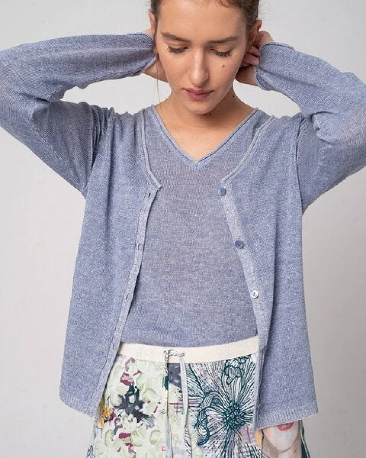 Alma & Lovis Strickjacke aus Bio-Baumwolle und Leinen