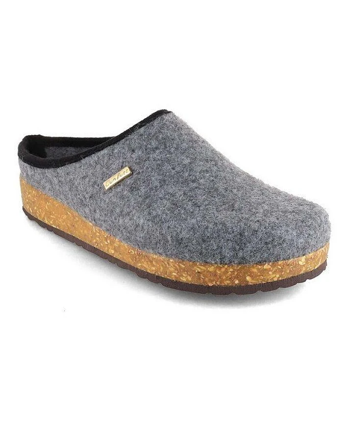 Tuffeln Vegane Hausschuhe im Tiroler Clogs Design - Unisex Filzpantoffeln mit Korkfußbett