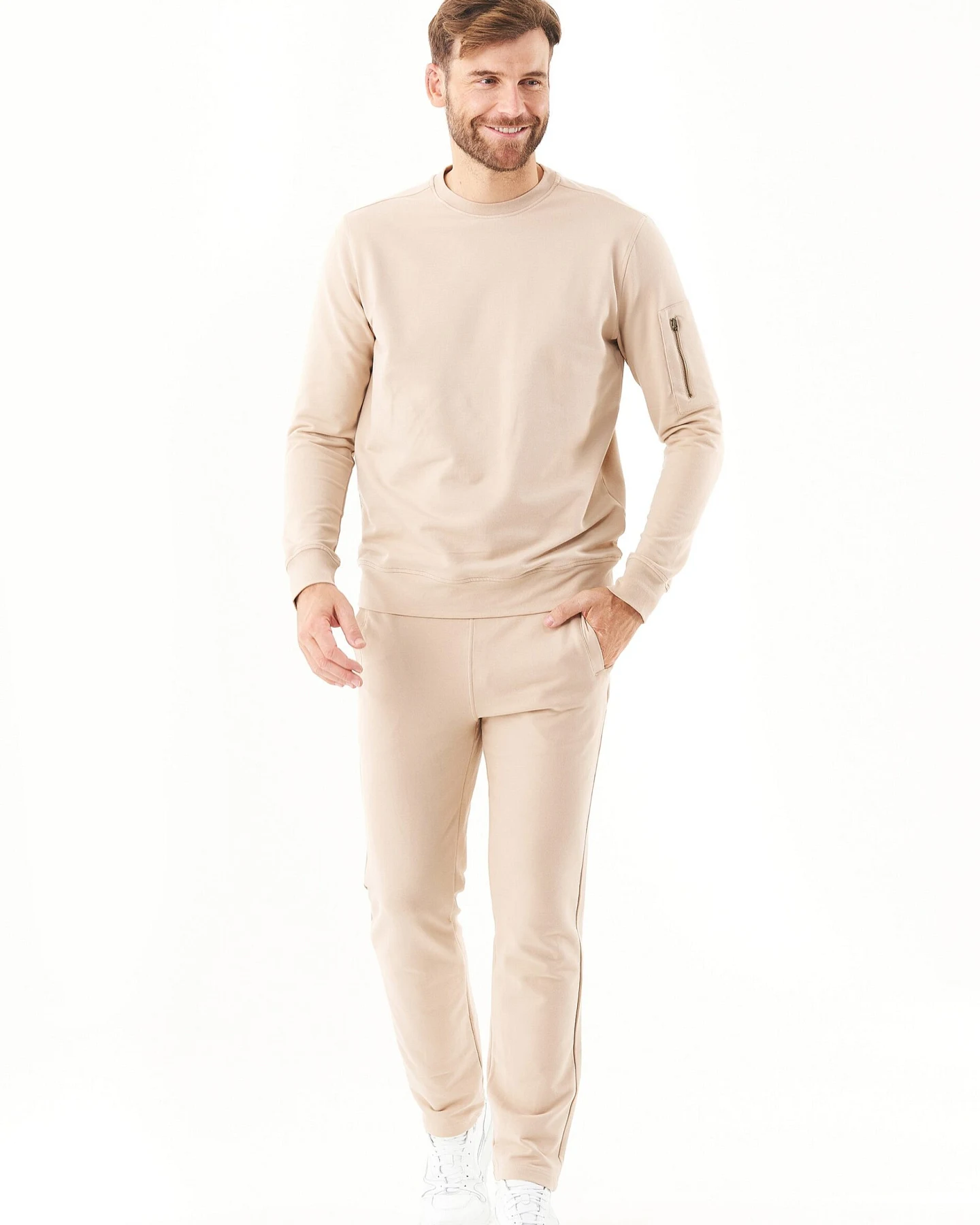 ORGANICATION Herren vegan Sweatshirt Beige – Ansicht 2