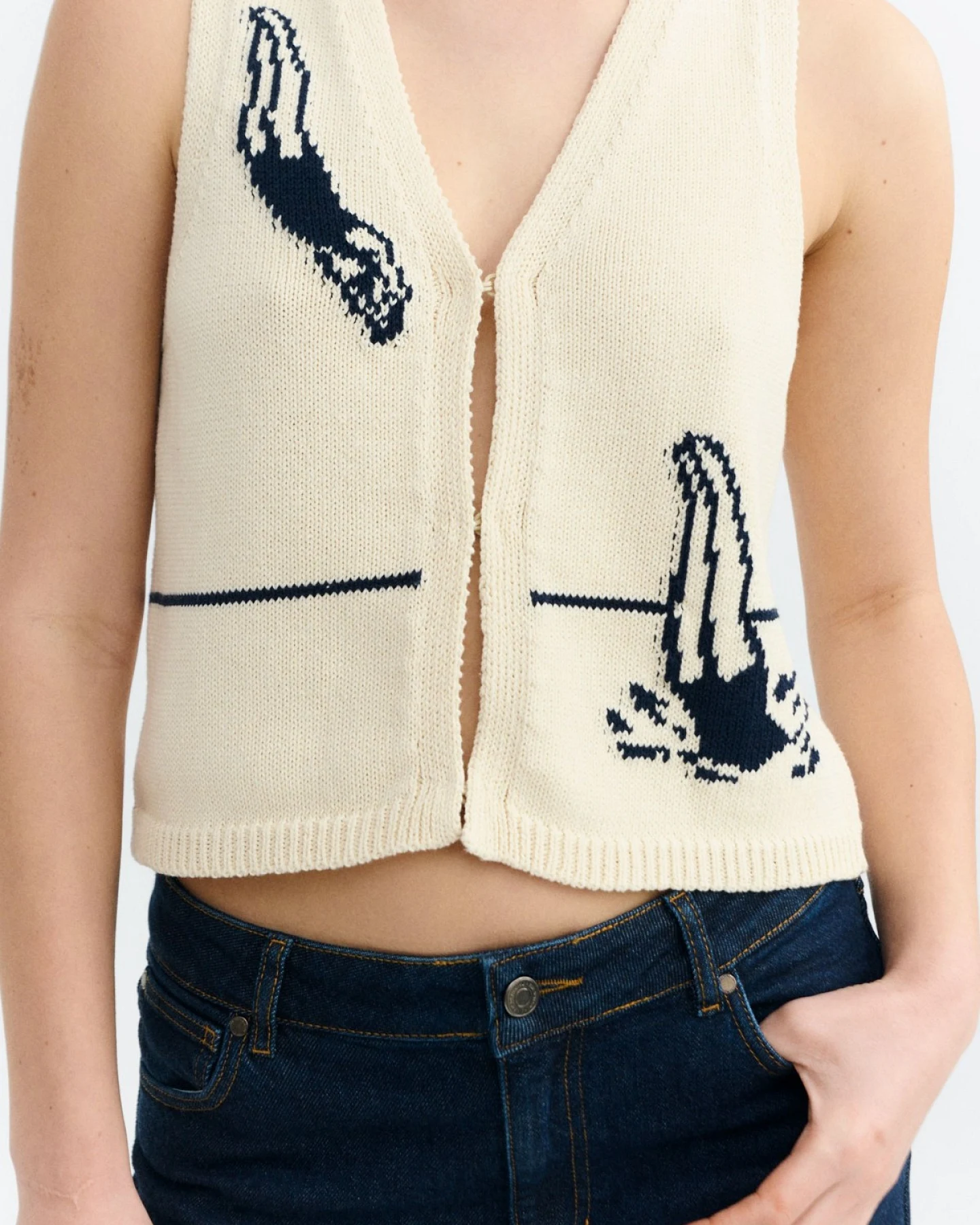 Strickweste Robbie Swimmers Off White – Ansicht 4