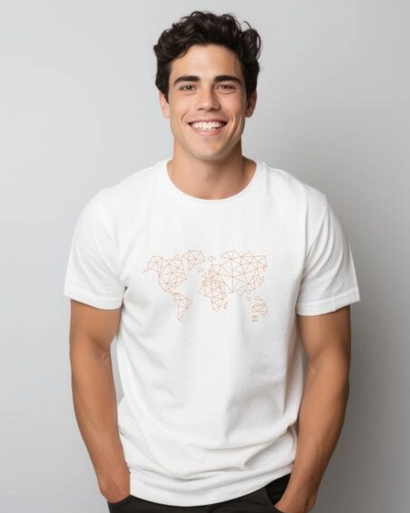 Kultgut Biofair - Shirt aus reiner, weicher Biobaumwolle / Worldmap orange – Ansicht 4