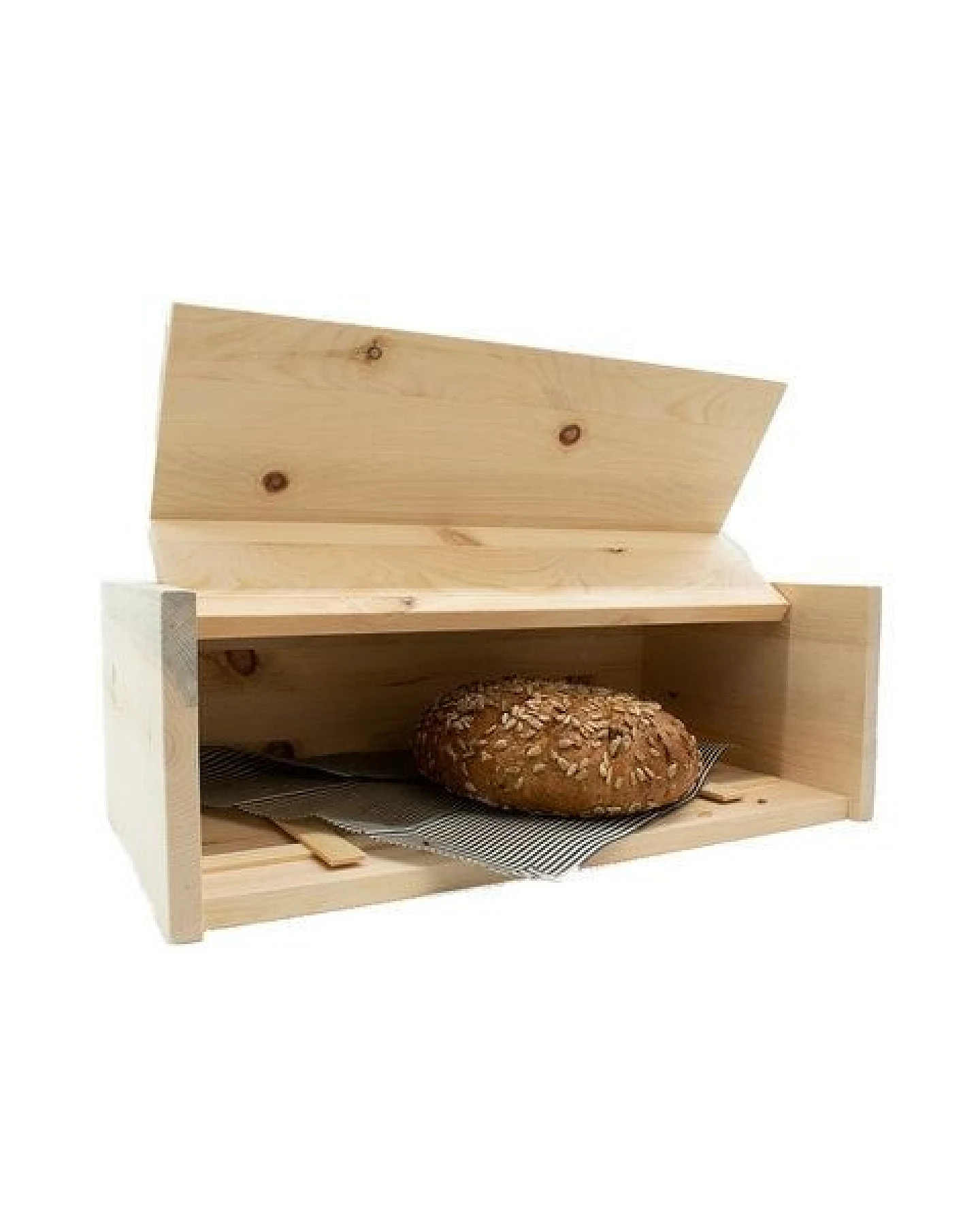 4betterdays Brotkasten aus Zirbenholz mit Zirbenholz-Gitter inkl. Bienenwachstuch – Ansicht 4